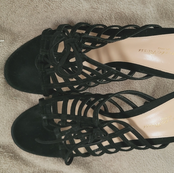 Gianvito Rossi Black Suede Caged Stiletto Heels Size 9.5/41 Like New Condition - Picture 5 of 16